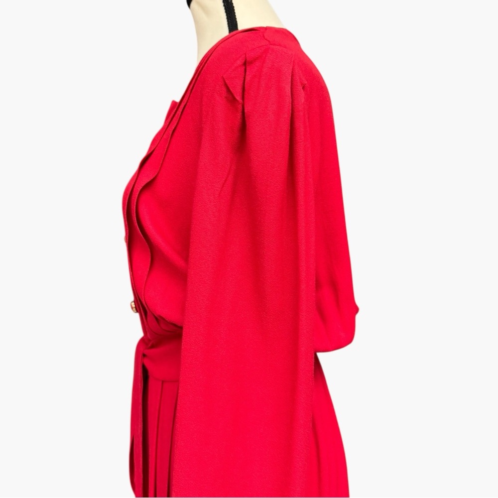 Vintage Red Long Sleeve Button Front Jumpsuit Size 10 Molly Malloy Petite - Picture 7 of 15